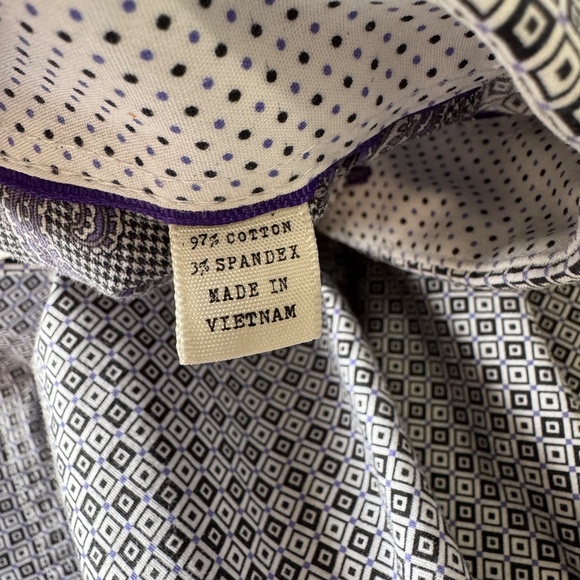 Con.Struct Men's Geometric Long Sleeve Button Up Casual Shirt 15.5 Flip Cuffs - Picture 10 of 16